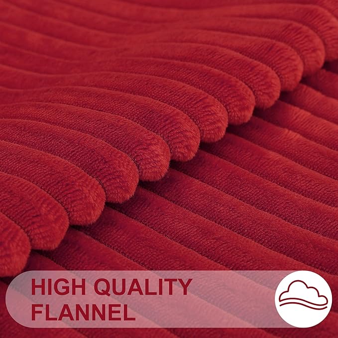 Simmore Decorative Throw Pillow Covers 20x20 Set of 2, Soft Natural Plush Flannel Double-Sided Fluffy Couch Pillow Covers for Sofa Living Room, Red