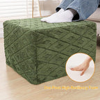 Fluffy Square Ottoman Pouf with All-in-One Foam Filling 20 x 14 Inches Furry Ottoman Foot Rest Foot Stool for Living Room or Bedroom (Green)