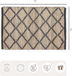 · REDEARTH · Jute Cotton Area Rug - 2'x3' Rectangular Rug, Sustainable Handwoven, Non-Shedding, Soft & Durable – Reversible, Neutral Tones for Home Décor in Living Room, Dining Room, Bedroom