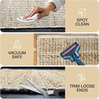 Chardin home 5x7 Jute Cotton Handwoven Area Rug | Braided Boho Farmhouse Rug in Natural Jute/Ivory | Rustic Vintage Floor Covering for Living Room, Bedroom, Kitchen, and Entryway