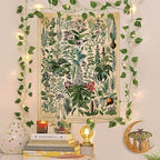 Vintage Flowers Tapestry 48”x36”, Long Vertical Wall Hanging Reference Illustrative Botanical Tapestries for Bedroom Aesthetic Floral Tapistry Botanical Plants Tapestry Wall Hanging Cute Bedroom Decor
