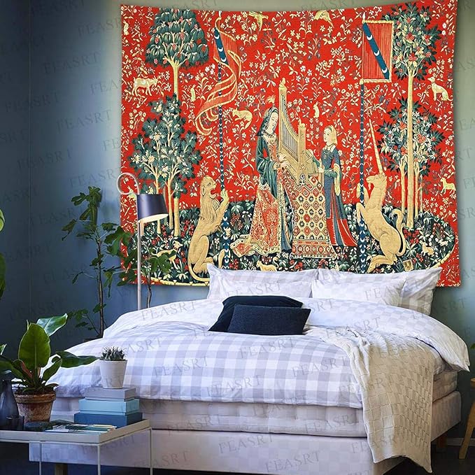 FEASRT Animal Tapestry European Royal Princess Tapestrys Medieval Bohemian Mandala Tapestry, 60x51 Inches Soft Flannelette, for Bedroom Living Room Dorm