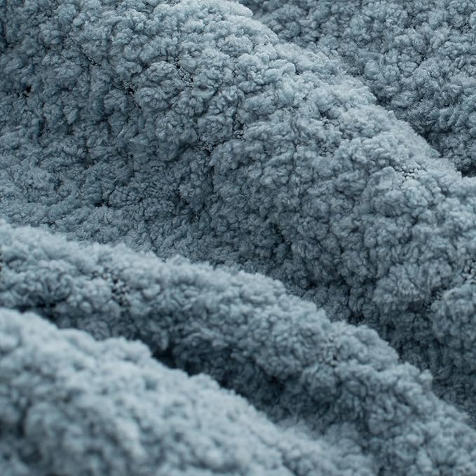 Throw Blanket for Couch, Dusty Blue Luxury Knitted Throws 50"x60", Textured Blankets with Handmade Fringe Tassels for Bed Sofa Decorative, Chunky Soft Farmhouse Boho Home Decor