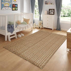 3x5 ft Rugs for Bedroom - Non-Slip Machine Washable Neutral Rug for Living Room,Faux Jute Rug,Braided Area Rug,Boho Solid Rugs for Home and Office,Very Soft,Stain-Resistan,Tan Brown