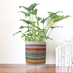 Jute Planter Basket Modern Woven Basket for 5" Flower Pot Floor Indoor Planters, 6” x 6” Storage Organizer Basket Rustic Home Decor, Boho Storage Earth-Friendly Planter (6x6 Inches, Multi 1)