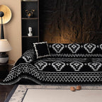 VClife Boho Couch Cover Chenille Sofa Cover for Sectional Sofa, Non Slip Couch Covers for 2 Seater Sofa Pet Friendly Sofa Protector with Tassel, Tribal Pattern Couch Slipcover, Black, 71"X118"