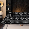 VClife Boho Couch Cover Chenille Sofa Cover for Sectional Sofa, Non Slip Couch Covers for 3 Seater Sofa Pet Friendly Sofa Protector with Tassel, Tribal Pattern Couch Slipcover, Black, 71"X150"