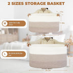 danpinera Blanket Basket, 72L Woven Storage basket with Leather Handle, Eco-friendly Decorative Storage Organization in Bathroom & Living Room for Towels 22 ''*17 ''*11.8 '', Gradient Brown
