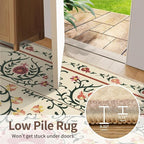 Door Mat Floral Entryway Rug, Washable Samll 2x3 Rugs, Boho Yellow Front Door Mats, Non Slip & Low Pile Throw Accent Carpet for Indoor Entrance, Bathroom and Kitchen(Yellow 2x3ft)