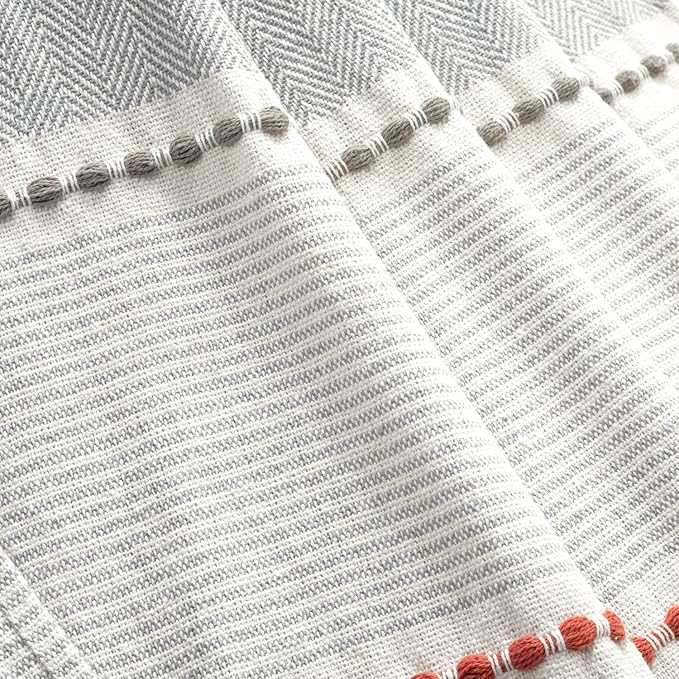 Lush Decor Herringbone Stripe Woven Tassel Yarn Dyed Cotton Throw Blanket 50" W x 60" L Yellow & Gray - Striped Throw Blankets - Yellow Couch Blanket