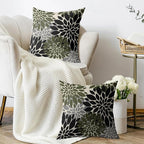 Black Olive Green Pillow Covers 22X22 Inch Set of 2, Spring Summer Floral Dahlia Flower Cream Decorative Throw Pillow Covers Outdoor Modern Farmhouse Cushion Case for Home Couch Sofa Bed Decor