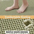 MIULEE Set of 2 Waffle Bathroom Rugs, Boho Bath Rugs Non Slip Washable, Super Absorbent Bath Mats, Ultra Soft Rubber Backed Shower Mats for Bathroom Floor, Tub and Shower, Sage Green, 17x24 Inch