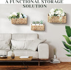 3 Pcs Woven Hanging Wall Baskets for Storage Seagrass Wall Mount Organizer with 6 Mounting Hooks Decorative Bathroom Basket for Boho Room Decor Letters Mail Kitchen