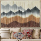 IOWER Macrame Wall Hanging Mountain Wall Art Dip-Dyed Macrame Wall Decor Modern Wall Decor Fiber Wall Art Craftsmanship 57" Wx35 L