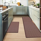 Artoid Mode Washable Non Slip Red Kitchen Rugs and Mats Set of 2, Rubber Backing Absorbent Kitchen Mats for Floor Front of Sink - 17x29 and 17x47 Inch