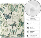 Retro Butterfly Throw Blanket - 60x80in,Ultra Soft, Cozy Lightweight Flannel,Botanical Floral Vintage Blankets - Gifts for Women & Nature Lovers,for Couch Home Living Room Tranquil Decor