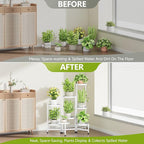 8 Tier Plant Stand Indoor, Tiered Plant Stand Outdoor for Multiple Plants, Corner Plant Shelf for Patio Balcony Porch Garden Living Room House,White