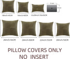 Fancy Homi 2 Packs Olive Green Samll Decorative Throw Pillow Covers 12x12 Inch with for Couch Bed Sofa, Rustic Farmhouse Boho Home Decor, Soft Corss Patchwork Corduroy Square Cushion Case 30x30 cm
