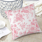 Pink and White Floral Throw Pillow Covers 18x18 Inches Set of 2, Decorative Vintage Chinoiserie Flower Pillow Case Farmhouse Cushion Covers for Sofa Bed Couch Living Room