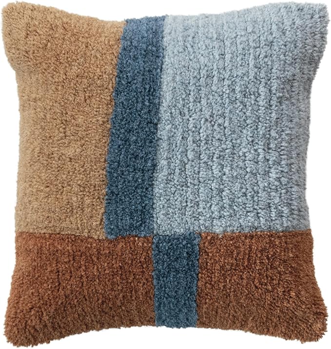 Bloomingville, Multicolor Terra Firm Woolen Harmony Pillow, 20” L x 20” W