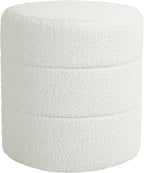 Spatial Order Upholstered Round Ottoman (No Lid, Seat Only) | Spatial Order Home Décor | Foot Rest Pouf – Cream Boucle