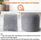 Pouf Ottoman Foot Rest, Comfortable & Soft, Round Footstool for Living Room, Bedroom, Office, Room Decoration, Corduroy Foot Stool Pouf with Odorless & Anti-Clump Filling, Large Dark Grey