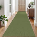 EARTHALL Woven Runner Rug 3x10 Ft Washable Runners for Hallways Long Non Slip Rubber Backed Kitchen Runner Braided Indoor Floor Carpet Runners for Entryway, Hallway, Kitchen, Green