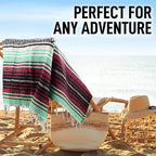 Hydration Nation Authentic Large Handwoven Mexican Blanket - Soft Yoga- Durable Serape- Lightweight Falsa, Beach, Camping, Picnic, Outdoor Blanket 70"x50" - Miami Vice