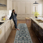 Washable Runners for Hallways Kitchen Rug: 2'6"x8' Runner Rugs Stain Resistant Non Slip Low Pile Boho Carpet Runners for Hallways Bedroom Entryway Indoor Beside Bathroom Laundry Room