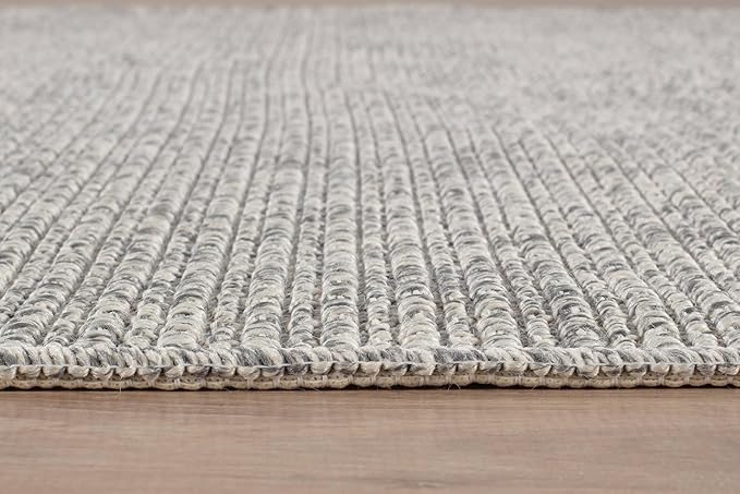 Beverly Rug Easy Jute Gray Rug 6x9 Solid Washable Durable Outdoor Indoor Area Rugs for Living Dining Room Patio Office Stain Resistant Non Shedding Casual Indoor Outside Carpet (6 x 9 Gray)