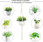 Macrame Plant Hanger, Hanging Planter Basket with Decorative Tassels, Decorative Flower Pot Holder for Indoor Outdoor Boho Home Decor, Set of 2 (Wooden Hanging Ring)