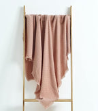 CREVENT Farmhouse Waffle Knit Throw Blanket for Couch Sofa Chair Bed Home Decoration, Soft Warm Cozy Light Weight for Spring Summer Fall (50''X60'' Coral Pink)