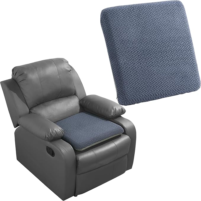 HOMBYS Tufted Furry Recliner Seat Cushion for Elderly Foam Curved Edge Large Square Seat Cushion for Recliner Chair, Floor Pillow, Office Chair, Car, No Pressure on Thighs(Grey, 20 * 18 * 3in)