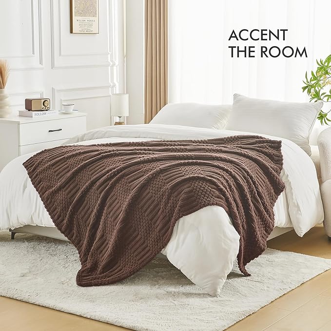 lifein Throw Blanket for Couch-Dark Brown Boho Throw Blanket, Soft Fleece Plush Lightweight Blankets&Throws for All Seasons, Fuzzy Decorative Blankets for Livingroom Bed Sofa Chair (50x60, Dark Brown)