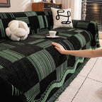 ROOMLIFE Ink Green Couch Cover Sofa Covers, Chenille Couches Covers for 3 Cushion Sofas, Non Slip Soft Breathable Sofa Slipcovers for Pet, Washable Furniture Protector with Tassel,71''X134”