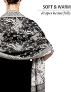 Achillea Reversible Paisley Pashmina Rave Scarf – Exotic Indian Shawls and Wraps for Evening Dresses, Festivals, All Seasons