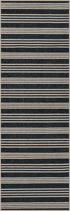 Lahome Elance Striped Easy Jute Runner, 2x6 Kitchen Runner Rug Non Slip Washable Outdoor Rug for Entryway Indoor, Farmhouse Indoor Outdoor Black Carpet for Hallway 6ft Entry Front Door