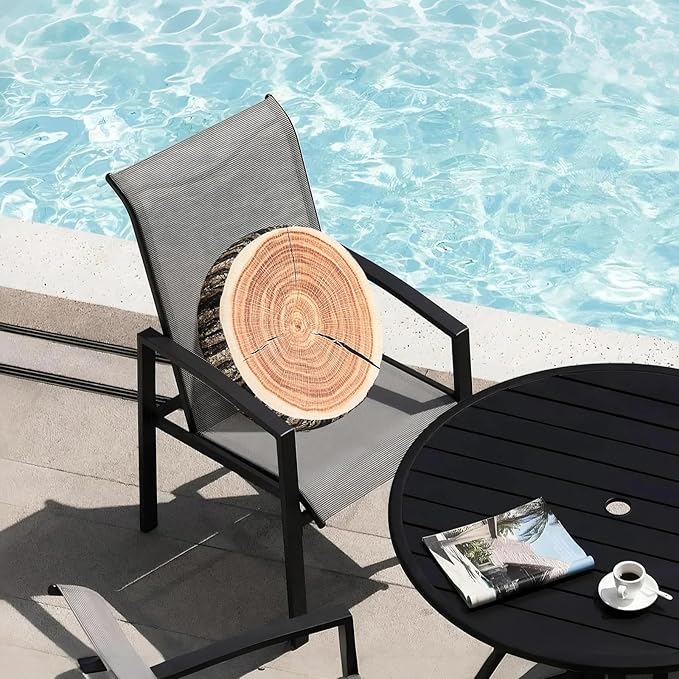 HYSEAS Outdoor Waterproof Throw Pillow, 3D Digital Print Comfortable Kids Funny Cute Wood Log Pillow Circle Seating Floor Cushion for Home, Couch, Bedroom, Living Room, Stump, 16 x 2.75 Inch, 2 Pack