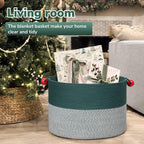 Goodpick Large Storage Basket 22" x 14", Woven Baby Storage for Blanket Living Room, Laundry Organizer for Clothes, Toys, Christmas Basket for Gifts, Green