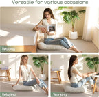 Washable Floor Pillow Cushion for Adults, Meditation Cushion Pillow, Removable Tufted Blended Corduroy Cover, Large Square Floor Sitting for Tatami Living Room or Yoga, 2Pack, Machine Washable
