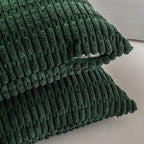 Fancy Homi 4 Packs Hunter Green Decorative Throw Pillow Covers 16x16 Inch for Couch Bed Sofa, Forest Green Boho Home Decor, Soft Plush Corduroy Cute Emerald Green Square Cushion Case 40x40 cm