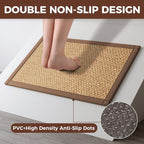 Kitchen Runner Rugs Non Slip Washable Anti Fatigue, Super Absorbent 0.4" Thick Cushioned Long Kitchen Mats for Floor, Jute-Look Sink Floor Mat Laundry Standing Mat, Easy Clean, Brown 17"x59"