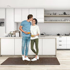 KMAT 2PCS Kitchen Mat Cushioned Anti-Fatigue Floor Mat,Waterproof Non-Slip Standing Mat,Ergonomic Comfort Floor Mat Rug for Home,Office,Sink,Laundry,Desk(17.3"x28"+17.3"x28",Brown)