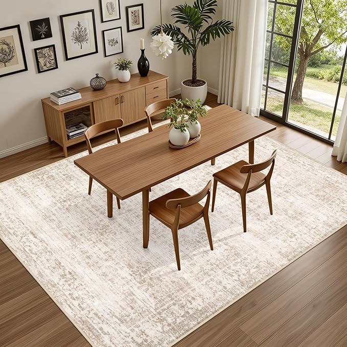4x6 Area Rugs for Living Room: Washable Rug Soft Vintage Boho Medallion Carpet Indoor Non-Slip Stain Resistant Large Carpets for Bedroom Dining Room Farmhouse Nursery Home Office Black Gold