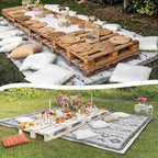 91x 71 in Extra Large Outdoor Picnic Blanket with Waterproof Mat Oversize Beach Woven Cotton Yarn Blanket with Fringe Machine Sandproof for Spring Summer Camping Beach Park(Diamond,Brown)