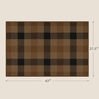 Brown Checkered Rug for Under Door Mat Outdoor - 2'3" x 3'7" (27.5" x 43") Washable Easy Jute Plaid Rug for Entryway, Kitchen, Earthy & Coffee Rustic Accent Neutral Front Porch Décor