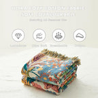 MSGKV Boho Throw Blanket for Bed Couch Twin Size Cotton Vine Blanket 60"x80" Couch Muslin Spring Breathable Lightweight Farmhouse Blankets for All Seasons Home Decor