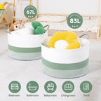CLHMILY&Z Round Cotton Rope Storage Basket - 22x14.2 Inches - Cute Nursery Bin, Baby Toy Organizer, Green Organizer for Home Decor, Multi-Purpose Home Tidy Solution