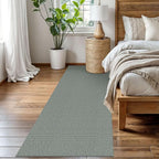 EARTHALL Washable Runner Rug 3x8 Ft Non Slip Runners for Hallways Wide Cotton Rubber Backed Kitchen Runner Braided Indoor Floor Carpet for Entryway, Hallway, Kitchen, Bedroom, Green/Grey