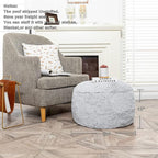 Asuprui Fur Ottoman Stool Unstuffed Footstool Cover Floor Pouf Foot Rest No Filler 20x20x12 Inches Round Poof Seat Foldable Floor Chair Storage for Living Room Bedroom Misty Gray Pouf Cover